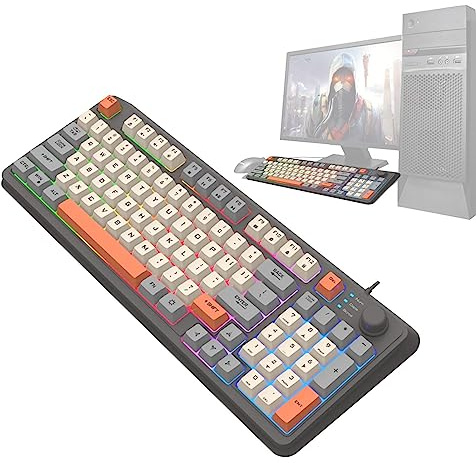 Tebinzi Gamings Keyboard, 94-Key Backlit Mechanic Keyboard, K82 Tricolor Mechanic Keyboard Wired Game Keyboards For Student
