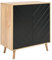 Buffet 2 Portes MDF et Placage Effet Bois Clair et Noir Rangement Chambre Bristow