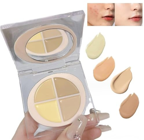 Creme Concealer Correct Contour Palette, 4 Farben Cremige wasserfeste korrigierende Concealer-Palette, natürliche, volldeckende Contour-Creme-Make-up-Palette für Augenringe, Akne und Reduziert