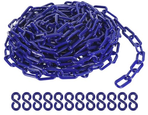 PATIKIL 15m Absperrkette Kunststoff mit 12 Kettenglieder Warnkette Plastikkette Sicherheitskette Plastik Dekorationskette von Flächen stabil für Absperrung, Blau