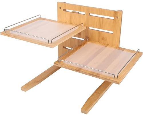 Belle Vous Adjustable Raised Stand for Dog Food Bowls - Adjustable Height Elevated Bowl Stand - Pet Feeding Station for Small, Medium & Large Dog/Cat