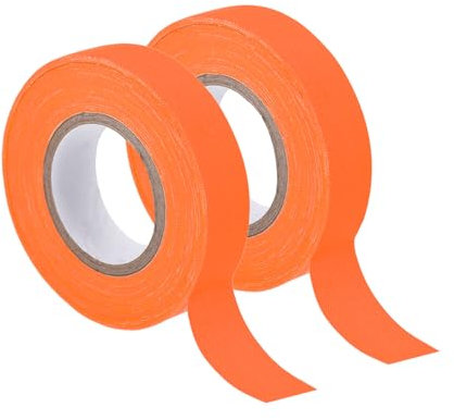 sourcing map 2 Rollos de Cinta Adhesiva de Tela Gaffers Neon, 0.6 pulgadas x 32.8 pies Cinta que Brilla en la Oscuridad Cinta Adhesiva Fluorescente Luz Negra, Naranja