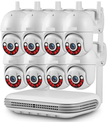 Système de caméra de sécurité extérieur, 2K 4MP 6MP Full HD 8CH sans Fil NVR sécurité WiFi système de caméra IP Kit Surveillance extérieure CCTV enregistreur vidéo Résolution HD Installation Facile (