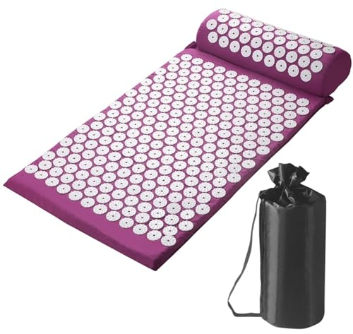 ZXCVB Yoga -Massagematte, Akupressurmatte, Linderung von Stress Rückenkissen, Rückenschmerzlindernadelkissen mit Kissen,Lila