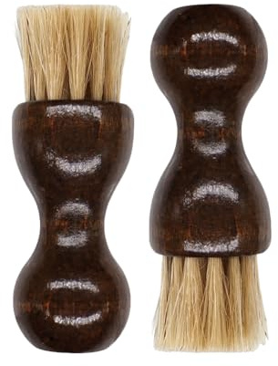 Wisafory 2 Stück Schuhbürste Tiegelbürste Auftragsbürste Schuhcreme Applikator Pinsel Holz Runde Griff Bürste zum Auftragen von Schuhcreme Schuhbürste für Schuhe Taschen Kaffee