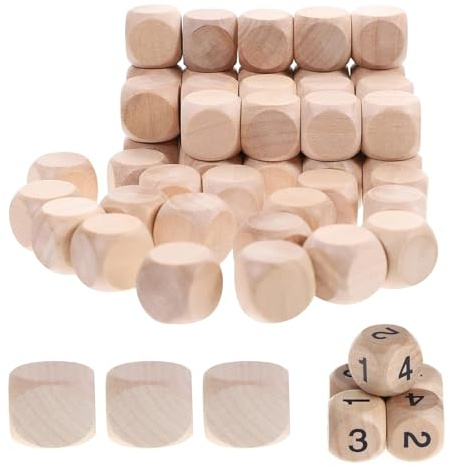 40 Stück Holzwürfel Blanko,20 mm | Zum Basteln für Brett- und Kartenspiele - DIY Spielwürfel Klötze Requisiten