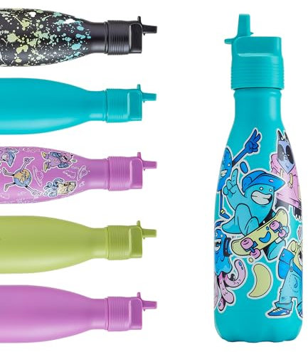 Chilly’s Kinder Trinkflasche - Isolierte Edelstahlflasche, Wiederverwendbare Thermosflasche für heiße & kalte Getränke - Auslaufsicher, Kein Schwitzen - 350 ml - Stickers