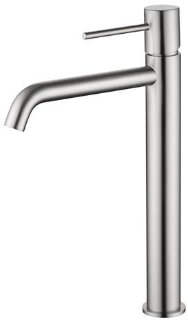 IMEX BDM039-3NQ MONZA Grifo Monomando Lavabo Caño Alto Color Níquel Cepillado