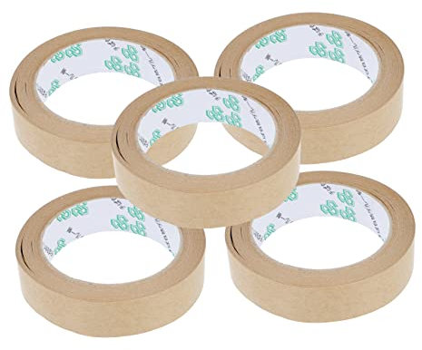 NUOBESTY 5stücke Gummiertes Kraftpapierband Gebündeltes Papierband Wasserdichtes Kartonklebeband Reißbares Verpackungsband Umweltfreundliches Siegelpapierband
