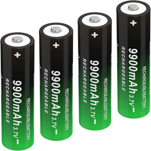 4 Pcs 9900mAh 3.7V Batteria Ricaricabile, 3.7Volt NIMH Button Top Batterie, Bottone Alto Alta Capacità Pile Ricaricabili per LED Lampada Frontale, Luci Solari, Auto RC, etc