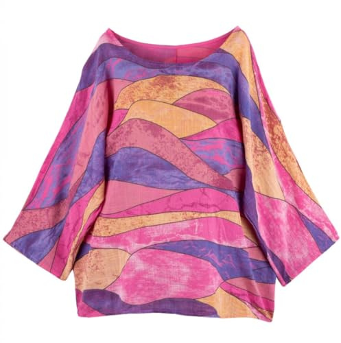 Penta Threads Ladies Italian Tops Crew Neck Summer Tops for Women UK Tunic Tops Cotton Blouses Y2k Round Neck Shirt One Size 10-18