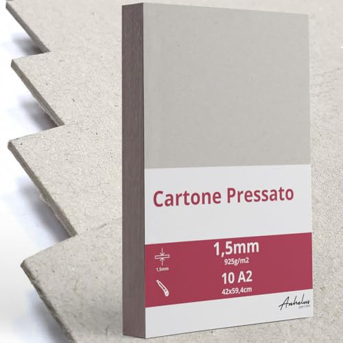 10 A2 Cartón Piedra Gris Prensado 1,5mm grosor - Tamaño 42x59,4cm