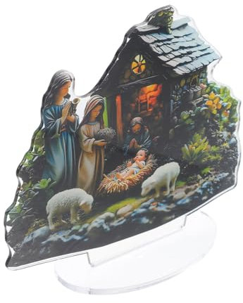 BESTonZON Krippenschmuck Acryl Weihnachtskrippenschmuck Mit Kleinen Jesusfiguren Dekorative Tischkrippe Weihnachtsfiguren Für Heimdekoration Weihnachtsdekoration Zur Geburt Jesu