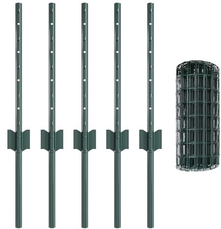 vidaXL Valla con Poste Verde 0,4 x 10 m Acero y PVC, Cerca ajustable para exteriores, divisores resistentes, privacidad moderna en tu jardín
