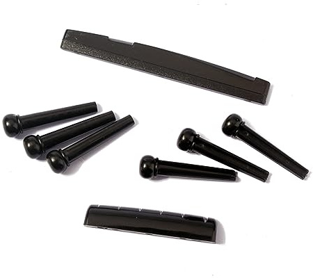 Gitarrenersatzteile Satz Gl55 mit Steg, Sattel und Nadeln | Kunststoff, Schwarz, Portable Größe, Leicht und Dünn, für Gitarrenliebhaber, Standardausführung