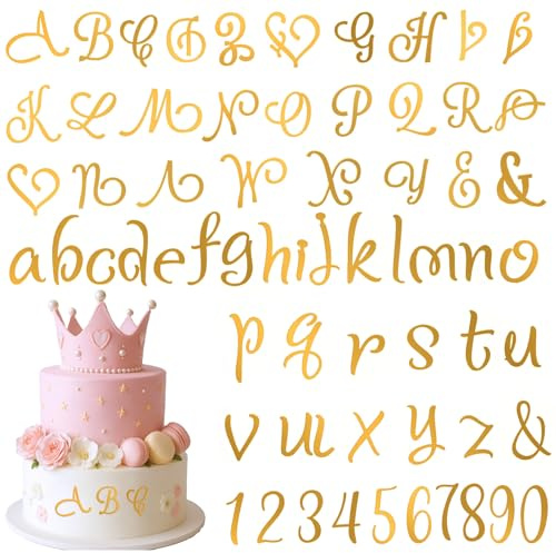 Nogeqi 64 Stück Gold Buchstaben Tortendeko, Acryl Buchstaben und Zahlen für Torte, Cake Topper Personalisiert Kuchen Deko 0-9 Wiederverwendbare für Geburtstage Hochzeiten Jubiläen Partys