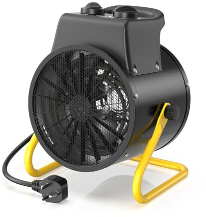 DAHTEC 2000W Electric Space Fan Heater for Construction Site and Garages | Portable Heater, ECO Energy Efficient, Adjustable Angle, Overheat Protection, Greenhouse Heater