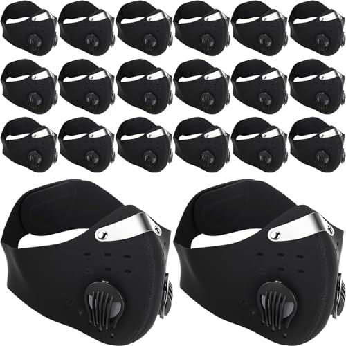 Chicingyou 20 Pcs Dust Mask Breathable Anti Pollution Respirator Face Protection with Activated Carbon Filter for Woodworking(Black)