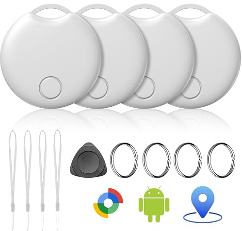 2026 Tracker Android Tag 4er Pack, Smart Tag kompatibel mit Google Find Hub (nur Android), Bluetooth Tracker für Schlüssel, Geldbörse, Fahrrad & Koffer, 1 Jahr Batterielaufzeit (4*Weiß)