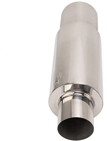 HUSHUI Resonador de Silenciador de Escape de Acero Inoxidable, Tubo de Escape Redondo de Entrada de 2,5 Pulgadas y Salida de 3,5 Pulgadas, con Forma Recta para Absorción de Sonido,
