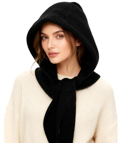 TAGVO Caldo Cappelli e Sciarpe Invernale Unisex, Morbida Cappello Invernali Sciarpa Elasticizzata Berretto Sciarpa, Antivento Sciarpa con Cappuccio 2 in 1 Caldo Berretto a Maglia con Scaldacollo