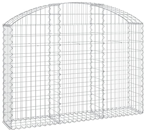 Mokuyary Gabione mit Hochbogen 150x30x100/120 cm Verzinktes Eisen Gabionen Wand Drahtkorb, Steinkorb Steingabione Mauer, Gabionenkorb für Landschaft, Garten