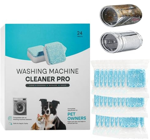 Waschmaschinenreiniger Tabs, 24 Stück - Extra stark gegen Gerüche & Kalk, Maschinenreiniger Entkalker für effektive Wäschehygiene, Express Reinigung in 1 Anwendung