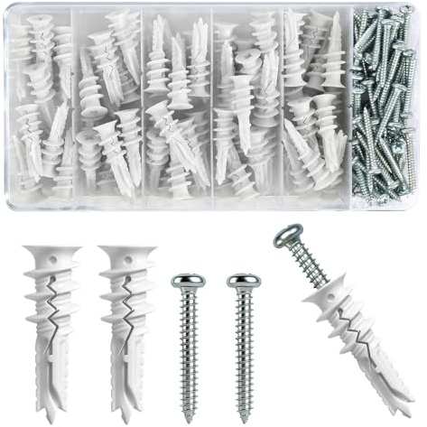 140 Stück Gipskartondübel Dämmstoffdübel 41mm Rigipsdübel mit Schrauben Hohlraumdübel Rigips Dübel Set (70 Stück Fassadendübel, 70 Stück Schrauben)