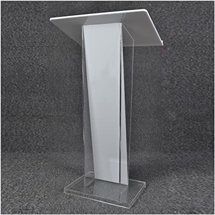 JIANSMZ Lecture Pulpit,Clear Acrylic Podium Stand, Portable Schools Church Office Lectern with Wide Reading Countertop Surface， Professional Information Lecture Podium, 4 Style (