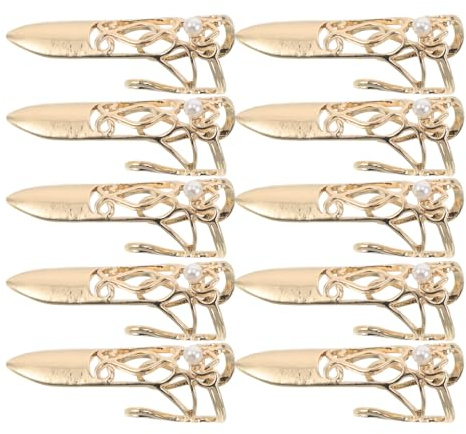 Housoutil 10 Anillos para Uñas de Estilo Antiguo Diseño Ajustable y Ligero de Aleación de Zinc, Protectores de Dedos Dorados para Cosplay y Festividades