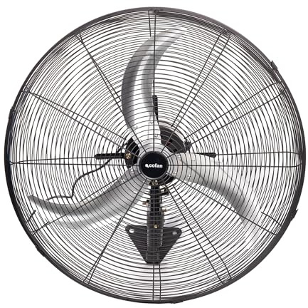 Cofan Ventilador de Pared Industrial con 3 Velocidades Ø75 cm, Motor Potente 240 W, Oscilante, 3 Aspas de Aluminio de Alto Rendimiento, Color Negro