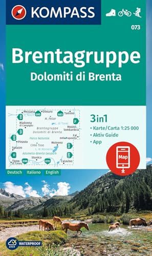 KOMPASS Wanderkarte 073 Brentagruppe / Dolomiti di Brenta 1:25.000: 3in1 Wanderkarte mit Aktiv Guide inklusive Karte zur offline Verwendung in der KOMPASS-App. Fahrradfahren. Skitouren.