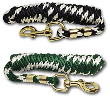 Pferdelinis Führstrick für Pferd - Anbindestrick in verschiedenen stylischen Designs, Führleine, Anbindeseil Pony, Esel, Ziege (1x Grün + 1x Schwarz)