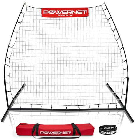 PowerNet Rebounder Trainingsnetz für Fußball, Lacrosse, Baseball, Softball, abgewinkeltes Multi-Sport-Rebound Pitchback-Netz, tragbare Doppel-Übungsfläche beide Seiten zum Üben von Volley und Rollback