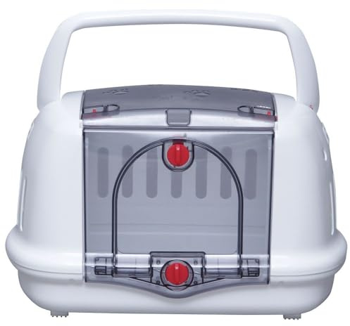 Iris Ohyama, Panier, Box, Caisse, Sac de Transport Plastique(PP) pour Chien, Chat, Encoches latérales pour Ceinture de sécurité et Deux Ouvertures, L48 x P32.1 x H30 cm, P-HC480, Blanc