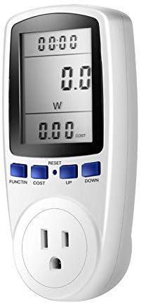 Electricity Usage Monitor Plug Power Meter Energy Watt Voltage Amps Meter with Digital LCD Display,Overload Protection and 7 Display Modes for Energy Saving (Backlight)