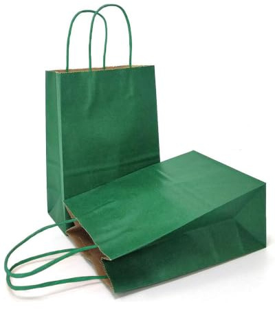 AZOWA Geschenktüten Mini-Kraftpapiertüten mit Henkel，Party Geschenk Papiertüten (11 x 14.5 x 6.5 cm, Dunkelgrün, 25 Stück)