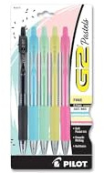 Pilot G2 Gelschreiber, einziehbar, Gummigriff, feine Pt, 0,7 mm, 5 Stück, verschiedene Farben (14171)