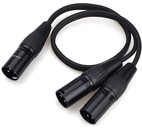 NANYI XLR-Mikrofonkabel, 3-Poliger Stecker auf 2 Stecker, DMX-Patchkabel Mit Sauerstofffreiem Kupfer, 0,5 M