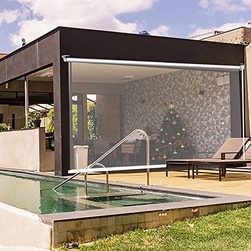 Rollo Außenrollo Außen Wasserdicht Klare Rollos mit Hakenbeschlägen, für Balkon-Veranda-Pergola Im Freien, Transparenter Rollo Aus Kunststoff, 80/100/120/140cm Breit (Size : 140×260cm(55×102in))