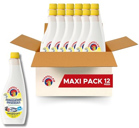 Chanteclair - Sgrassatore Universale Formato Ricarica, Superpotente, Profumo di Limone, Formula Originale - 12 Flaconi da 750 ml