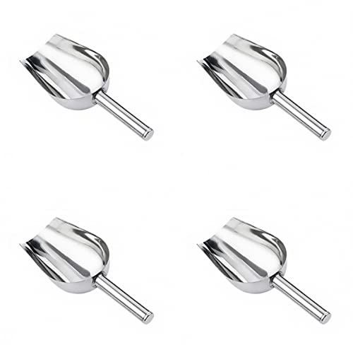 JZK Kleine Metall-Eisschaufel für Bar, Edelstahl, Süßigkeitenschaufel, Mehlschaufel, Tiernahrungsschaufel, Popcornschaufel, Buffetschaufel, kleine Metallschaufel für Küche, Garten, Party, 4 Stück