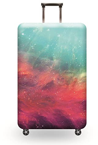 Anawakia Kofferhülle Elastisch Kofferhülle Kofferschutzhülle Gepäck Cover Reisekoffer Hülle Kofferschutz Luggage Cover Gepäckabdeckung Kosmisches Sternenhimmelmuster (Rot,XL 29-32 Zoll)