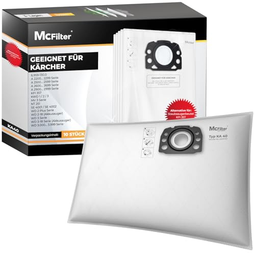 McFilter I 10 Staubsaugerbeutel kompatibel mit Kärcher WD2 Plus V-12/4/18/C, WD3 Serie V-17/4/20, KWD1-3, WD2-18,WD3-18,WD2 Plus WD3.200-3.800 NT 251,SE4001/SE4002, passend wie KFI 357 2.863-314.0