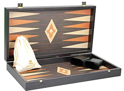 Manopoulos Backgammon - Juego de wengué y roble, 20 pulgadas