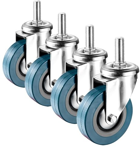 ESOYAWE Rollen Mit Gewinde M10 M12 Lenkrolle 4 Stück, 65mm 75mm Pannensichere Leise Vorbau Lenkrollen Mit Bremse, Ersatz Rollen Zum Speisewagen Mechanisch Möbel Tragfähigkeit 30KG Pro Rolle