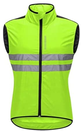 Warnweste Reflektorweste Sport reflektierender Anzug Polyester Sicherheitsreflektierende Weste- und Frauen -Fahrradfahrradweste winddicht laufen leichte Weste Sicherheitsweste ( Blue : Grün , Size : 3