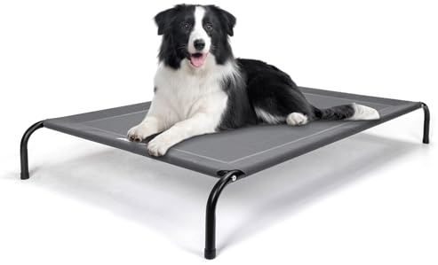 Nobleza Lettino Rialzato per Cani, Lettino Rialzato Cane per Giardino E Outdoor, Letto Rinfrescante per Animali Domestici Lavabile, Grigio, L, 124x90x20CM