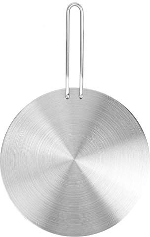 KNLESS Heat Diffuser Induction Plate, Stainless Steel Induction Adapter Plate, Durable Induction Hob Heat Diffuser with Handle for Induction Cooker, Gas Cooker, Electric Cooker, Ceramic Pot