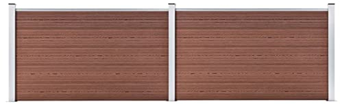 Yolola WPC Zaun Zaunelement Set WPC Sichtschutzzaun Komplettset mit 2 Elemente WPC Sichtschutzzaun Windschutz, Zaun Gartenzaun Wpc Zaun Komplettset Braun